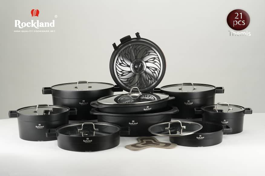 سرویس قابلمه چدن سرامیک 21 پارچه تمیس